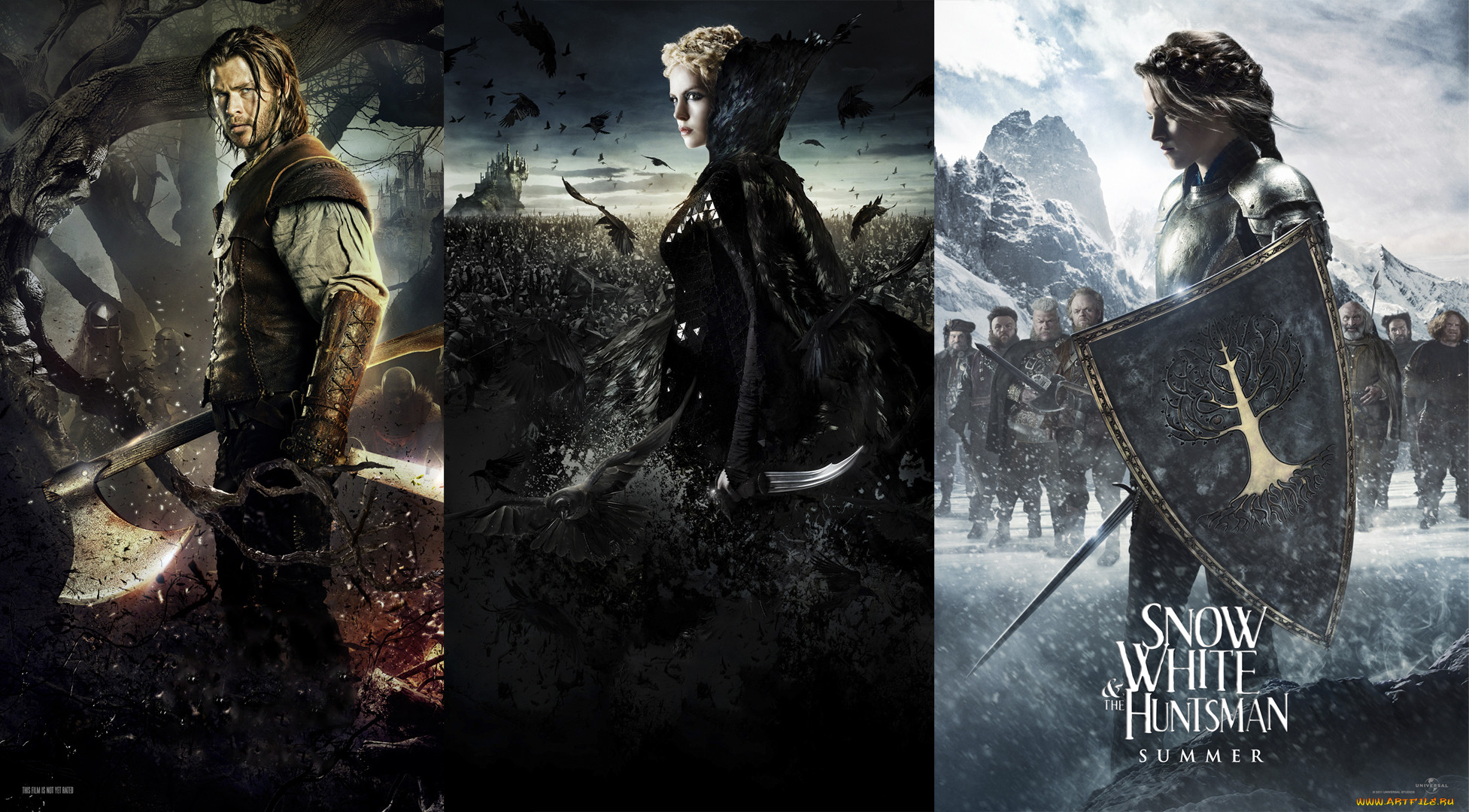 snow, white, and, the, huntsman, , , kristen, stewart, evil, queen, charlize, theron, chris, hemsworth